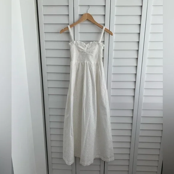 Hill House Frida White Eyelet Midi Nap Dress XS - Picture 4 of 7